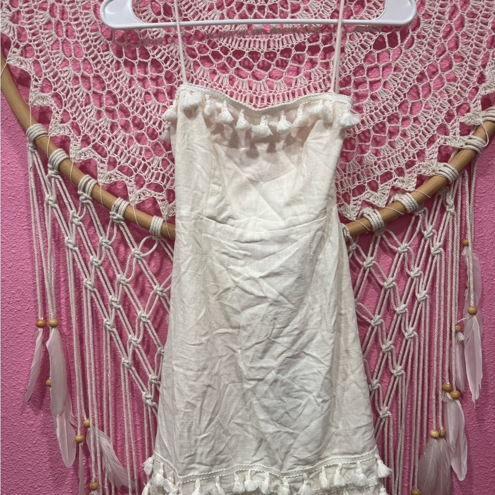 Princess Polly Cream Tassled Dress NWT